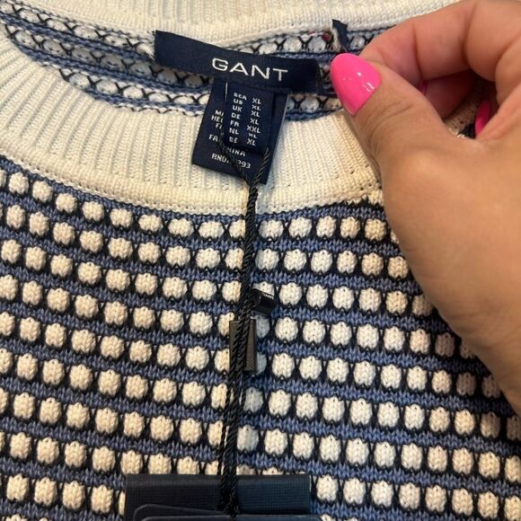 Gant Striped Cotton Rib Crew Neck Sweater XL NWT - Picture 4 of 5